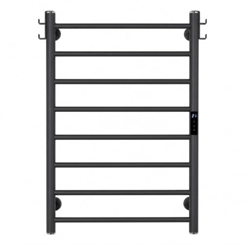 800mm Heated Towel Rack 8 Bar Wall Mounted Electric Towel Warmer Black - color: Black Anodized Finish, size: 8-Bar / 800 x 550 mm