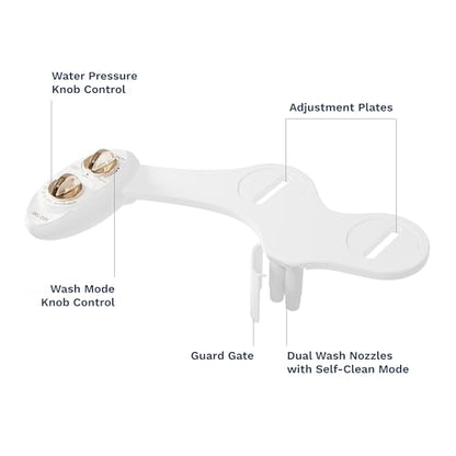 LUXE Bidet NEO 185 - Bidet Attachment for Toilet Seat, Gold | Non-Electric, Dual Nozzle, Self-Cleaning, Adjustable Water Pressure, Rear & Feminine Wash - color: Gold