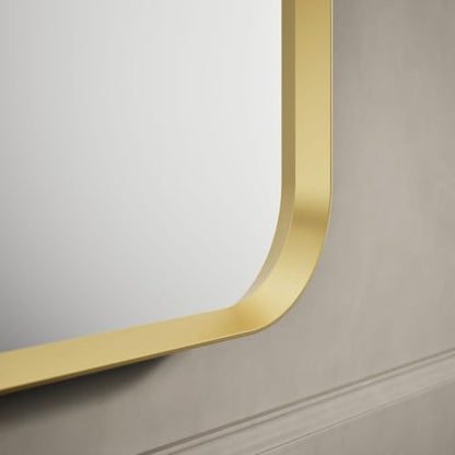 Kohler Essential 24 in. W x 36 in. H Rectangular Framed Wall Mount Bathroom Vanity Mirror in Moderne Brushed Gold - color: Modern Brushed Gold, size: 36"L x 24"W, style: Rectangle