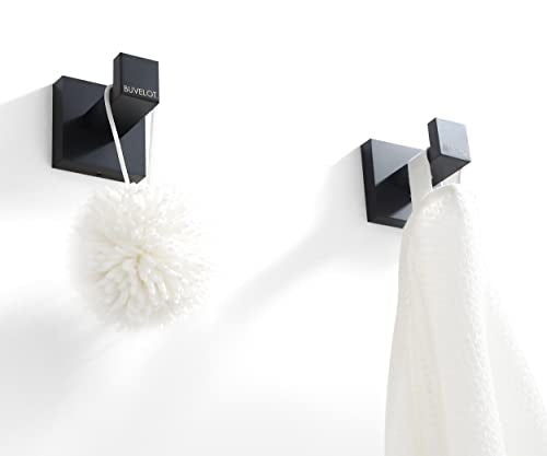 BUVLEOT Bathroom Towel Robe Hook, Wall Mounted, Matte Black,Single,071010-MB Les Series - size: Single Robe Hook - Les Series