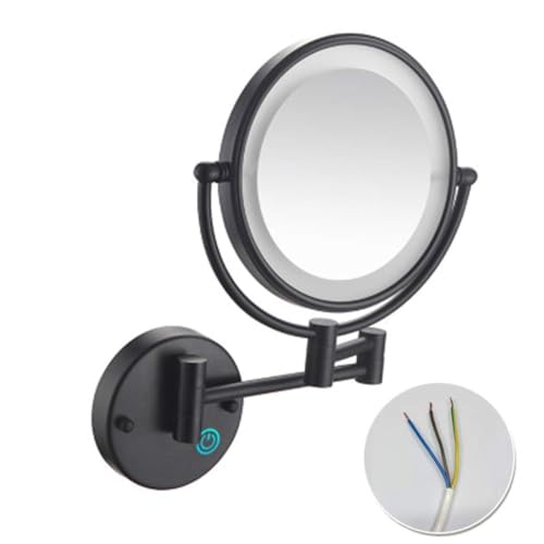Wall Mounted Lighted Makeup Mirror, Hardwired Double-Sided Magnifying Vanity Mirror Extended Arm 360° Swivel LED Shaving Mirror,3X,E - color: E, size: 3X