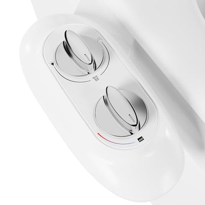 Ultra-Slim 3-in-1 Bidet Attachment for Toilet, Adjustable Warm/Cold Water & Pressure, Self-Cleaning Dual Nozzles for Posterior & Feminine Wash, Easy Install (White） - color: Chrome, Cold & Warm