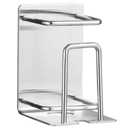Mobestech Nail-Free Stainless Steel Toothbrush Holder Wall Mounted Bathroom Organizer with Toothpaste Storage Rack and Rinsing Cup for Home Bathroom Accessories