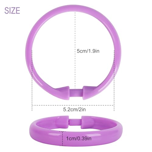 Purple Shower Curtain Hooks - 12 Pcs Circular Plastic Shower Curtain Rings for Bathroom - O Shaped Purple Shower Hooks Rings for Shower Curtain Rod - color: Purple
