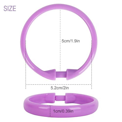 Purple Shower Curtain Hooks - 12 Pcs Circular Plastic Shower Curtain Rings for Bathroom - O Shaped Purple Shower Hooks Rings for Shower Curtain Rod - color: Purple