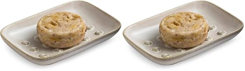 Miamolo Soap Dish for Shower, Ceramic Soap Dish Non-Slip Soap Holder Bar Saver Tray for Bathroom Kitchen Sink, Floating Point Design Save Soap Loss (Pack of 2) - color: Beige, size: Floating Point Design (Pack of 2)