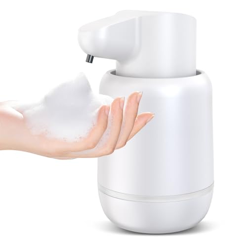 Automatic Soap Dispenser, Rechargeable & Touchless with 4 Adjustable Levels, 15oz/420ml, Waterproof, Wall Mountable for Kitchen, Bathroom, Hotel (Foam, White) - color: White, style: Foam