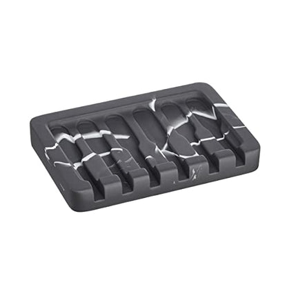 INIUNIK 2PCS Self Draining Soap Dish - Marble Look Soap Holder Tray Savers Box Container Sponge Holder for Bathroom Shower Kitchen, Black - color: Black-2 Pack