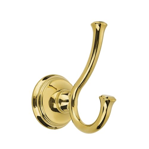 TUNNY Towel Hook Bathroom-2 Pack Shiny Gold（PVD-Gold） Double Robe/Towel Hook Wall Mounted Hook for Bathroom Bedroom Kitchen - color: PVD-Gold