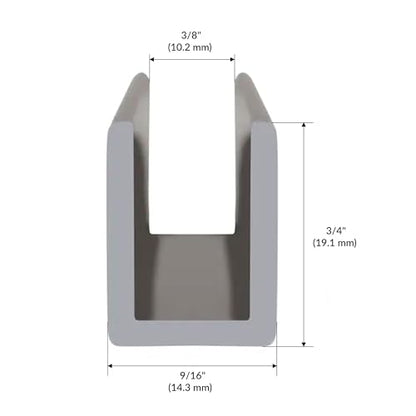 Brixwell SDCD38BN-CCP4 Brushed Nickel 3/8" Fixed Panel Shower Door Deep U-Channel 4 inch Sample - color: Brushed Nickel, size: 4 Inch - Sample