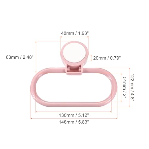 HARFINGTON Wall Mounted Oval Towel Ring ABS Hanging Holder Self-Adhesive for Bathroom Kitchen Accessories, Pink - color: Pink