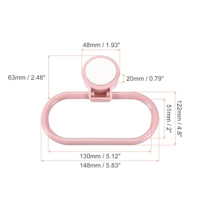 HARFINGTON Wall Mounted Oval Towel Ring ABS Hanging Holder Self-Adhesive for Bathroom Kitchen Accessories, Pink - color: Pink
