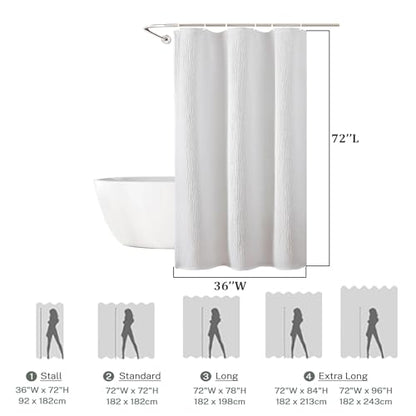 Aiyufeng 3D Textured White Small Shower Curtain for Bathroom, Fabric Shower Curtain Heavy Duty Cloth, Stall Size Narrow Bathroom Curtains, Machine Washable, 36x72 Inches - color: White, size: 36"W x 72"L (Pack of 1)
