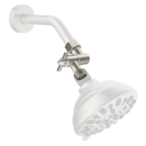 Hibbent All Metal Shower Head Elbow Adapter, 360 ° Adjustable Swivel Brass Shower Head Adapter, Stainless Steel Shower Arm Extension for Fixed and Rain Showerhead, Wall Mounted, Brushed Nickel - color: Brushed Nickel