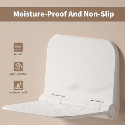 Shower Seat Wall Mounted, Folding Shower Seats for Adults, 350 lbs Max Load, Shower Chair Bench with Space-Saving Foldable Design for Women, Adults, Children - size: 15 Inch