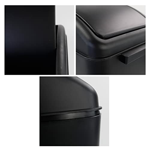 4.5 Gallon Plastic Swing-Top Trash Can, Garbage Can with Lid, Black | Plastic Material, Swing Lid Design, Ideal For Bathroom, Bedroom, Dorm & Office Use