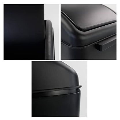 4.5 Gallon Plastic Swing-Top Trash Can, Garbage Can with Lid, Black | Plastic Material, Swing Lid Design, Ideal For Bathroom, Bedroom, Dorm & Office Use