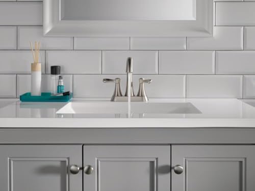 Delta Faucet Esato Centerset Bathroom Faucet Brushed Nickel, Bathroom Sink Faucet, Drain Assembly Included, SpotShield Brushed Nickel 25897LF-SP - color: Spotshield Brushed Nickel