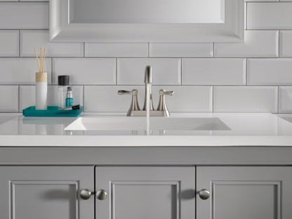Delta Faucet Esato Centerset Bathroom Faucet Brushed Nickel, Bathroom Sink Faucet, Drain Assembly Included, SpotShield Brushed Nickel 25897LF-SP - color: Spotshield Brushed Nickel