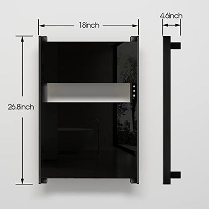 Heated Towel Rack for Bathroom, Towel Warmer with Timer Wall Mounted, Electric Towel Warmer, Bath Towel Heater with Black Tempered Safty Glass, Graphene, Towel Drying Rack- 26.8 x18 inch(Black) - color: Black, size: 26.8" × 18"