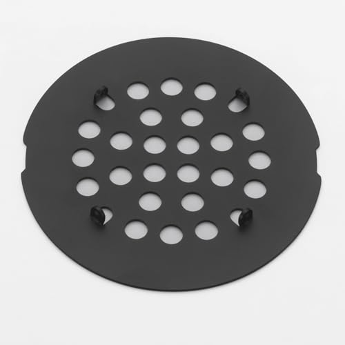 Snap-in Shower Drain Cover 4-1/4 inch Shower Strainer Grid Round (1, Black) - color: Black