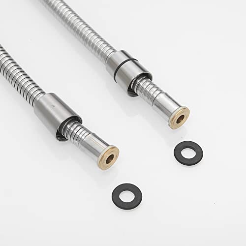 Homevacious 100 Inch Replacement Handheld Shower Hose Brushed Nickel | Brass Fittings Extra Long Flexible Stainless Steel