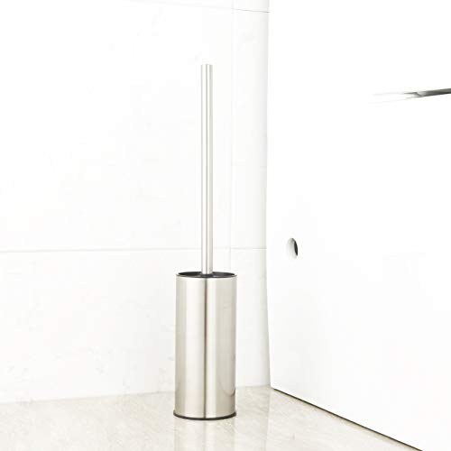 BGL Toilet Brush Holder Brushed Nickel, Stainless Steel 304 Brushed Nickel Round Freestanding Toilet Bowl Brush and Holder for Bathroom - color: Brushed Nickel