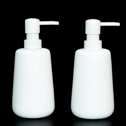 Soft Touch Matte White Ceramic Soap Dispenser 2 Pack, Minimal | Rubber Paint Finish, Smooth Relaxing Touch, Sleek Modern Shape, Elegant Countertop Accent, Minimal Bathroom And Kitchen Decor - color: Matte White 2 Pieces