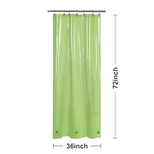 Barossa Design Clear Green Stall Shower Curtain Liner 36Wx72H | Waterproof PEVA, PVC Free, Metal Grommets, Lightweight Plastic Shower Liner 36 x 72 Inches for Narrow Small Bathroom Stall - color: Clear Green, size: 36"W x 72"L (Pack of 1)