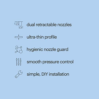 Brondell Bidet Attachment for Toilet SS-250 SimpleSpa Fresh Water Spray with Adjustable Water Pressure Side Arm Control, Slim Bidet Sprayer, Silver Knob (Dual Nozzle) - style: Fixed Dual Nozzle