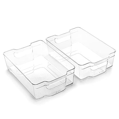 BINO | Stackable Storage Bins, Large - 2 Pack | THE STACKER COLLECTION | Clear Plastic Storage Bins | Built-In Handles | BPA-Free | Containers for Organizing Kitchen Pantry | Multi-Use Organizer Bins - size: Large