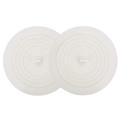 V-TOP Tub Stopper 2 Pack, 6 inches Large Silicone Drain Plug Hair Stopper Flat Suction Cover for Kitchen Bathroom and Laundry - color: 6" White