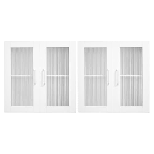 VEVOR Laundry Room Wall Cabinet, 2-Tier Wall Mounted Cabinet with Adjustable Shelf, Cupboard Storage with 4 Doors, for Kitchen, Bathroom, Laundry, Set of 2, Each 12 x 24 x 24 in (D x W x H), White - size: 48 Inch, style: 4 Doors