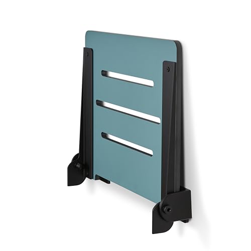 18 inch Silhouette Slimline Folding Wall Mount Shower Bench Seat, Teal Seat with Matte Black Frame - color: Teal Seat With Matte Black Frame