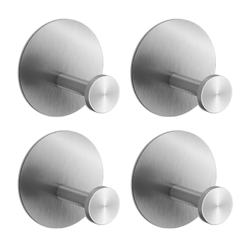 Towel Hooks for Bathroom (4 Pack) Adhesive Towel Hook Shower Hooks for Inside Shower - Sticky Bathroom Wall Hooks for Hanging Towels, Robe, Loofah, Bath Sponge (Style 2 - Silver) - color: Style 2 - Silver