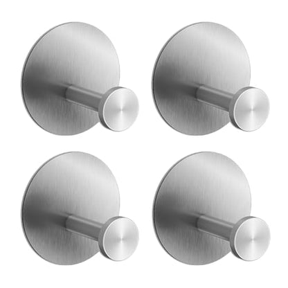 Towel Hooks for Bathroom (4 Pack) Adhesive Towel Hook Shower Hooks for Inside Shower - Sticky Bathroom Wall Hooks for Hanging Towels, Robe, Loofah, Bath Sponge (Style 2 - Silver) - color: Style 2 - Silver
