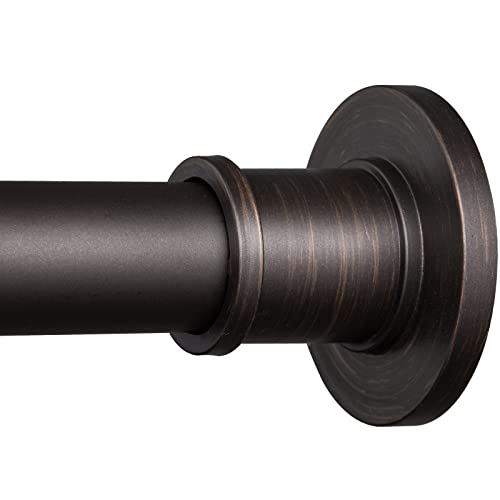 BRIOFOX Industrial Shower Curtain Rod - Never Rust Non-Slip 43-72 Inch Stainless Steel, Bronze, Painted-gold Finial - color: Bronze Painted-gold Finial, size: 43-72 Inch