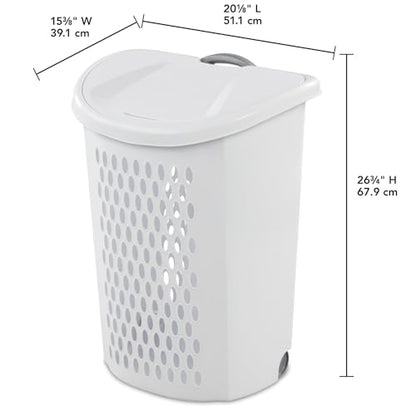 Wheeled Plastic Laundry Hamper,Ultra Wheeled Design Clothes Laundry Basket,Extra Large 135L Pull Handle & Side Grips Plastic Ventilated Clothes Basket for Home, Dorm, or Apartment