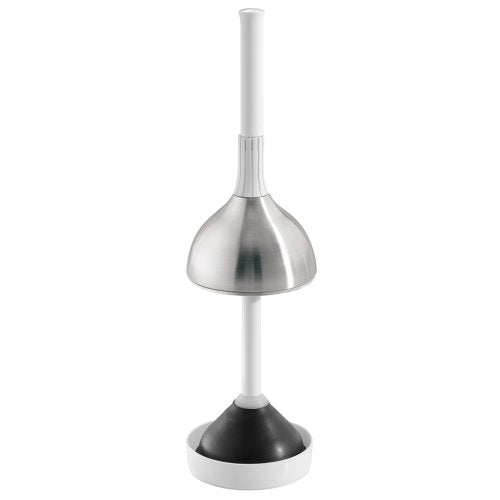 InterDesign Toilet Plunger and Holder for Bathroom Storage - Brushed Stainless Steel - color: White, style: Plunger