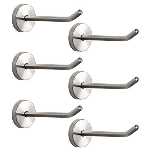NearMoon Coat Hooks, Wall Mount Hooks for Hanging Hat Hurse Robe, 304 Stainless Steel Heavy Duty Towel Hangers for Bathroom Livingroom Hotel Kitchen Garage, 6 Pack (4 Inch, Brushed Nickel) - color: Brushed Nickel, size: 4 Inch (Wall)