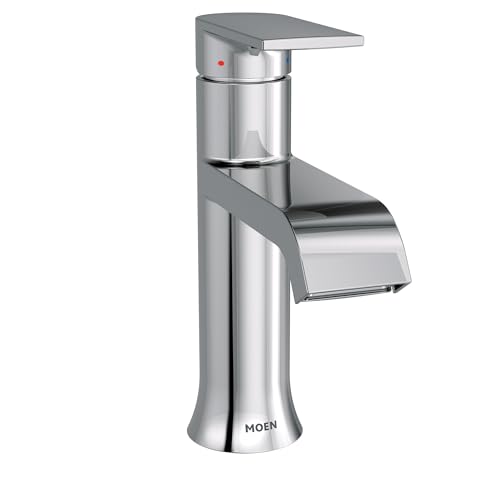 Moen Genta LX Chrome One-Handle Modern Bathroom Sink Faucet with Optional Deckplate and Low-Arc Spout for Bath Countertop, 6702 - color: Chrome