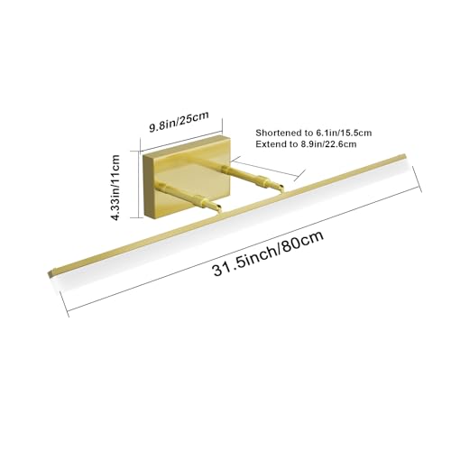 Aipsun 31.5inch Brushed Brass Bathroom Vanity Light Fixtures Modern LED Light Fixtures Gold Vanity Lighing for Bathroom Wall Fixtures 5500K - color: Brushed Gold, size: 31.5 in