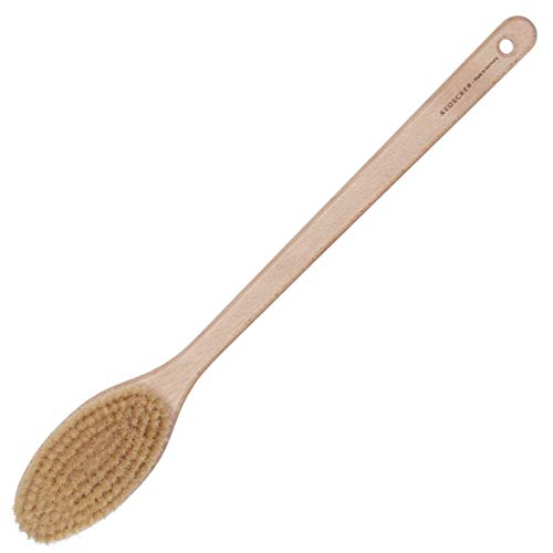 REDECKER Extra Long Beechwood Bath Brush - Natural Pig Bristle Body Brush for Showering, Back Scrubbing, Exfoliating, Dry Brushing and Lymphatic Drainage - Perfect for Hard-to-Reach Areas - size: 19-1/2-Inches