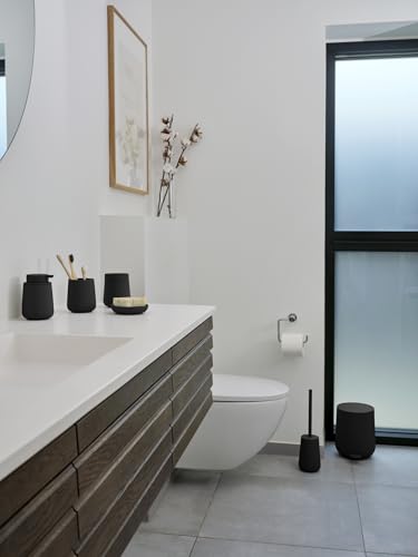 Zone Denmark Nova One Ceramic Toilet Brush | with Brush Holder Soft Touch | Enhance Your Bathroom with a Chic and Practical Duo for Modern Style and Effortless Hygiene - Coating (Black)