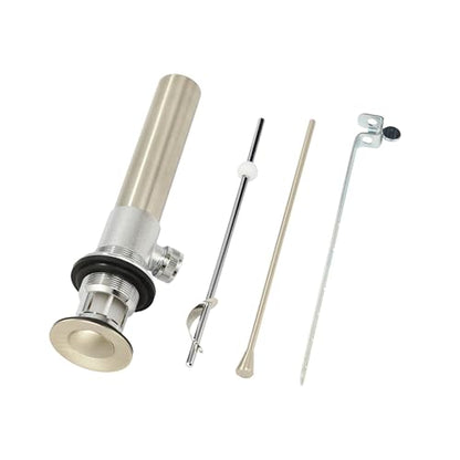 Purelux Bathroom Faucet Vanity Sink Metal Pop-Up Drain Stopper Assembly with Lift Rod and Overflow, Brushed Nickel Finish - color: Brushed Nickel
