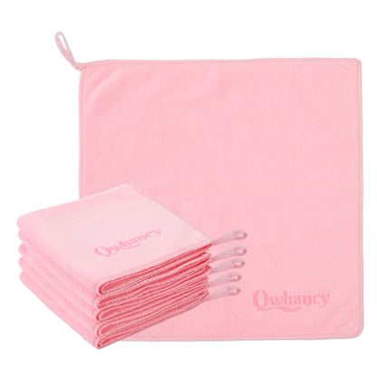 Makeup Remover Washcloths, 6 Pack Microfiber Face Towels, Plush & Thick, Ultra Soft Reusable Towels for Face & Hands, Highly Absorbent & Gentle 12 x 12 Inches, Light Pink - color: Light Pink