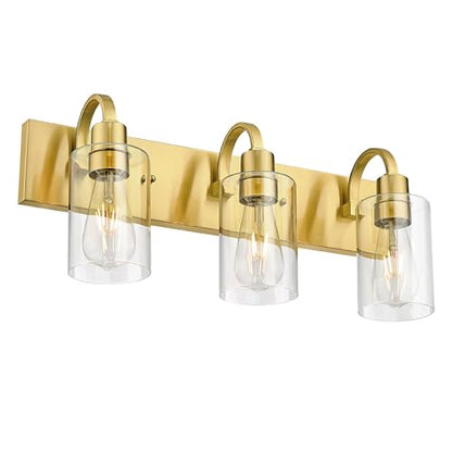 Emliviar 3-Light Vanity Lights for Bathroom, Brushed Gold Bathroom Light with Clear Glass Shade, YCE237B-3W BG - color: Brushed Gold - Clear Glass, size: 3-Light