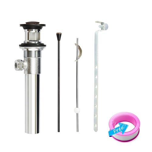 Purelux Bathroom Faucet Vanity Sink Metal Pop-Up Drain Stopper Assembly with Lift Rod and Overflow, Oil Rubbed Bronze Finish - color: Orb