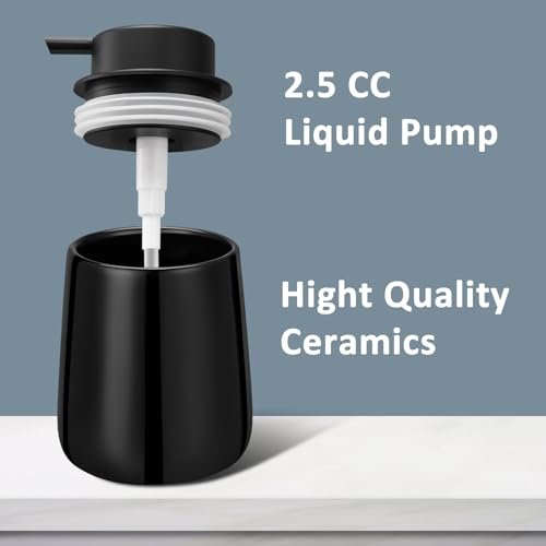 Soap Dispenser Ceramic with Easy-to-Press Pump Hand Lotion Liquid Dispenser for Shampoo Bathroom Kitchen 12 oz - color: Shinyblack
