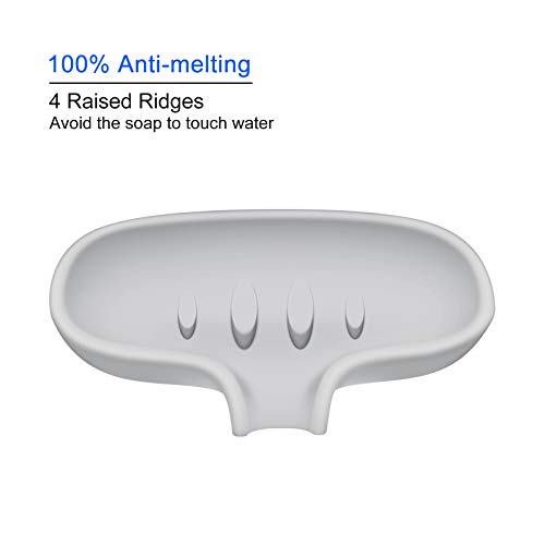 Silicone Soap Dish,Bar Soap Holder for Shower,2 Pack White+Grey | Bar Soap Holder for Shower with Draining,Soap Tray for Kitchen Sink - color: White + Gray(style 1)